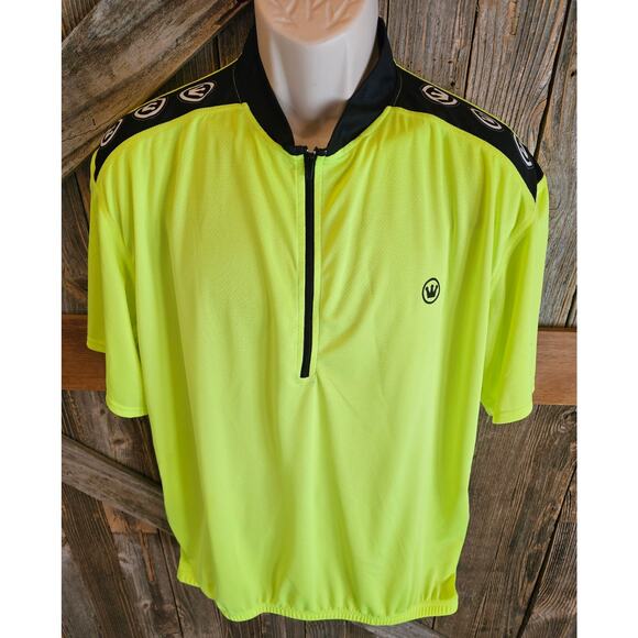 Canari size XXL 2XL high visibility neon yellow cycling 1/4 zip w/ pockets light - Picture 1 of 8